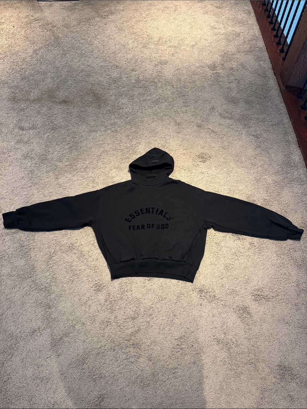 Fear of God Essentials Black Arch Logo Hoodie Men’s Medium